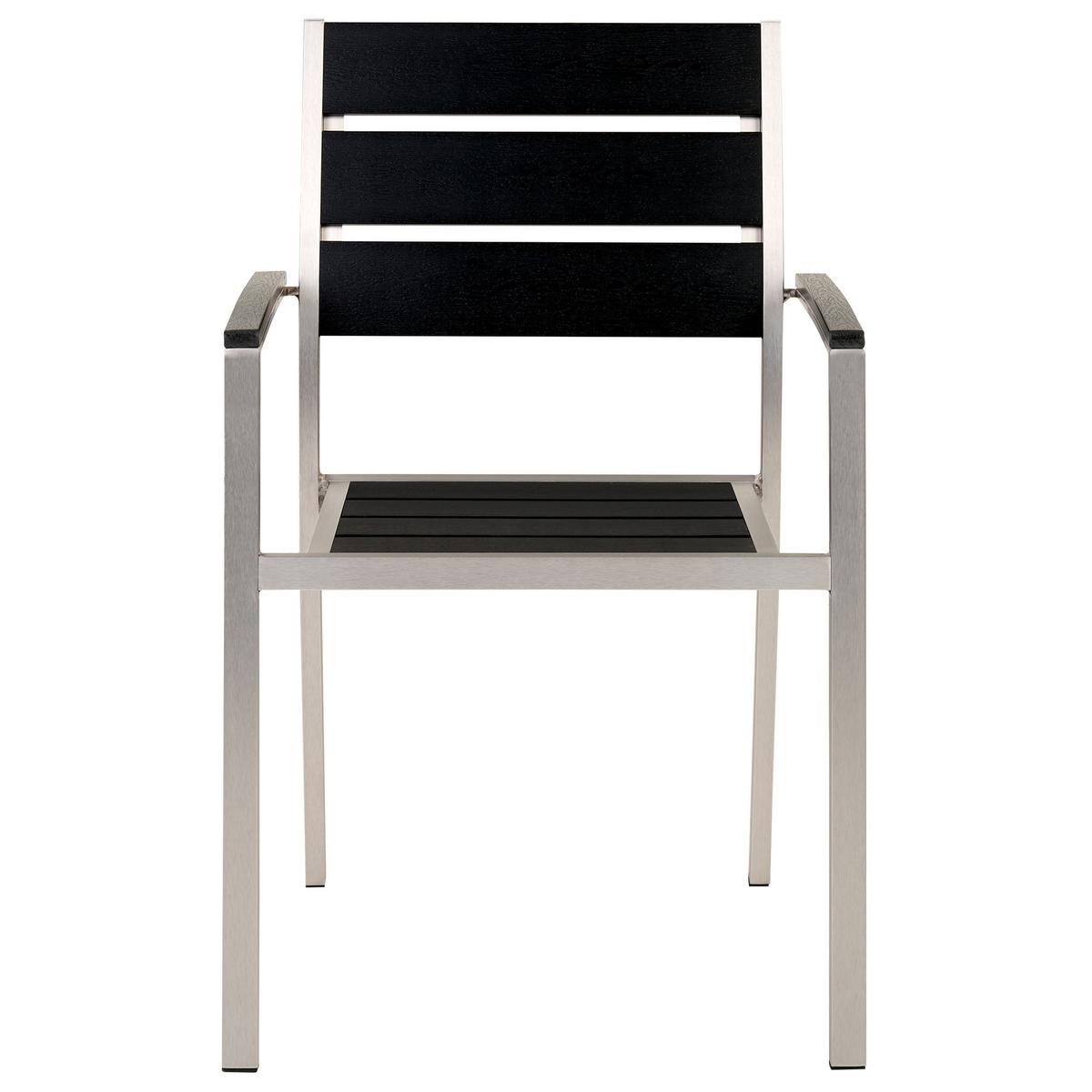 GARTENSTUHL 6er-Set Kunstholz schwarz Vernio - Schwarz, Kunststoff (54/88/57cm) - Beliani
