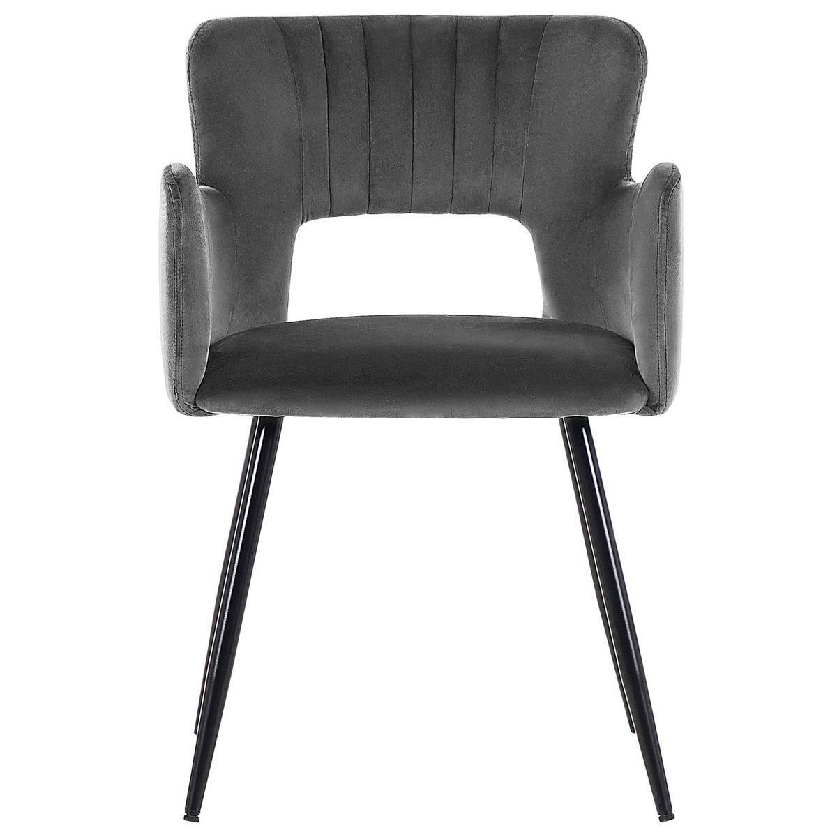 ESSZIMMERSTUHL 2er-Set Samtstoff Grau Sanilac - Dunkelgrau, Textil/Metall (52/75/44cm) - Beliani