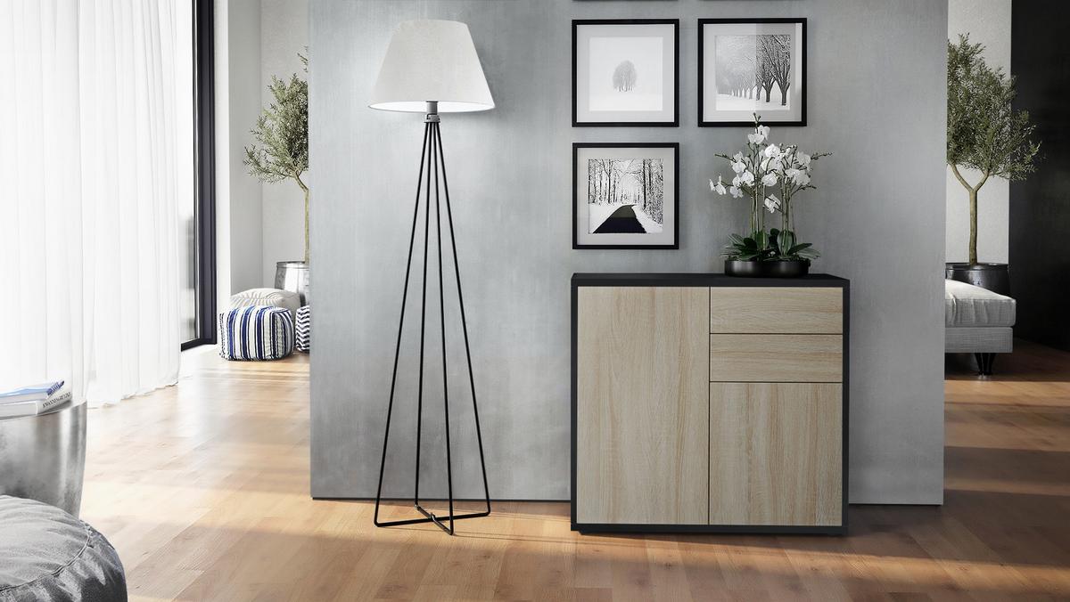 KOMMODE Ben Front in Eiche Sägerau - Eiche San Remo, Holzwerkstoff (79/74/36cm) - Vladon