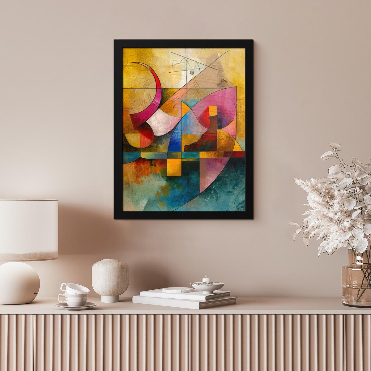 POSTER MIT RAHMENGERAHMTES BILD Kunst - Abstrakt - Modern Bilderrahmen 30x40 cm - Gelb, Papier (30/40cm) - MuchoWow