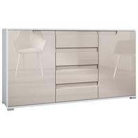 SIDEBOARD Sylt Sandgrau Hochglanz / Weiß Hochglanz - Sandfarben, Holzwerkstoff (138.5/75.5/35cm) - Vladon