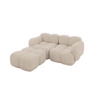 ECKSOFA modulares Sofa Links Miko-L1 214x205x75 Beige Velours - Ecru/Schwarz, Holzwerkstoff/Kunststoff (214/205cm) - ALTDECOR