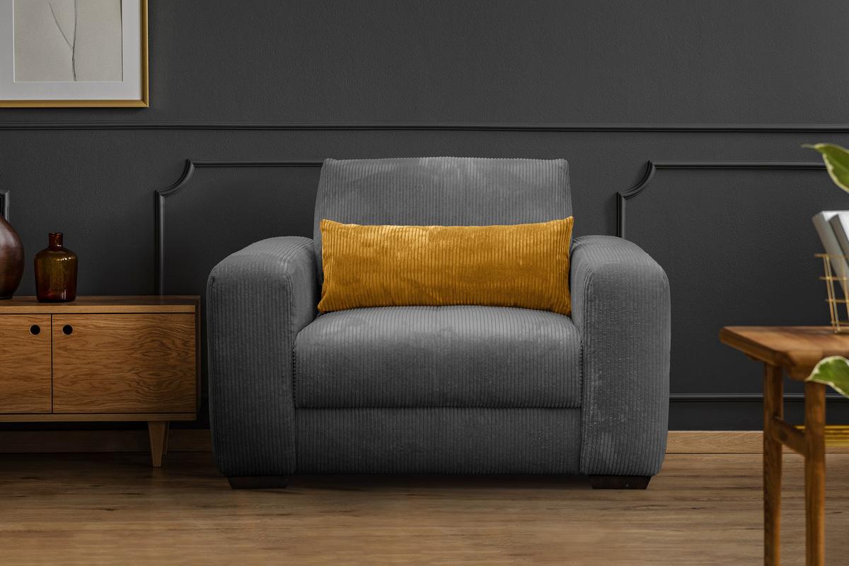 SESSEL OLI in Cordstoff dunkelgrau - Dunkelgrau, Holz/Textil (130/91/108cm) - Wozimo