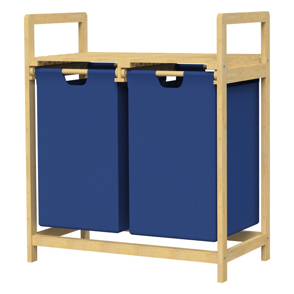 WÄSCHEKORB - Blau, Holz (33/73/63cm) - ML-DESIGN