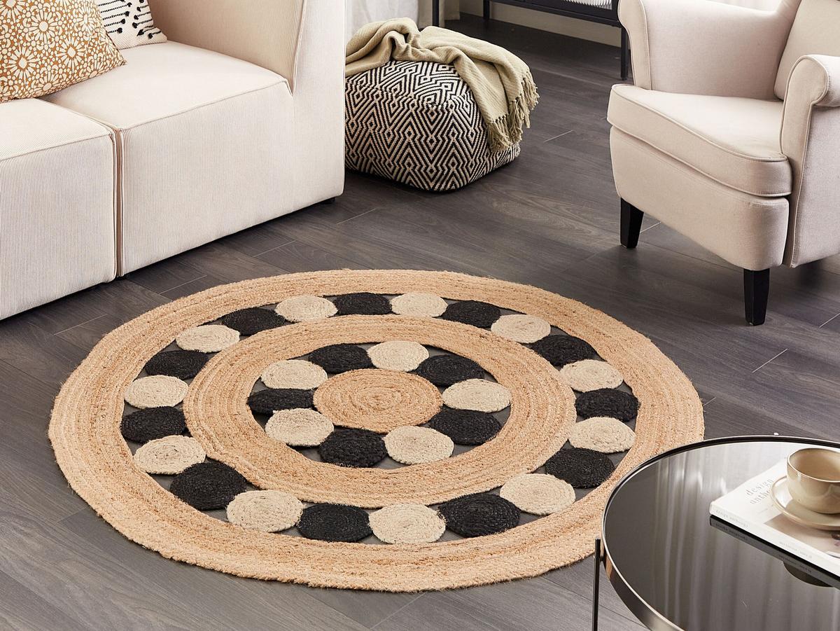 TEPPICH geflochten Hovit 140/140 cm - Beige, Naturmaterialien (140/140cm) - Beliani