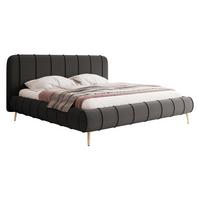 POLSTERBETT Slim XI mit Füße - Dunkelgrau/Goldfarben, Holz/Holzwerkstoff (180/200cm) - MIRJAN24