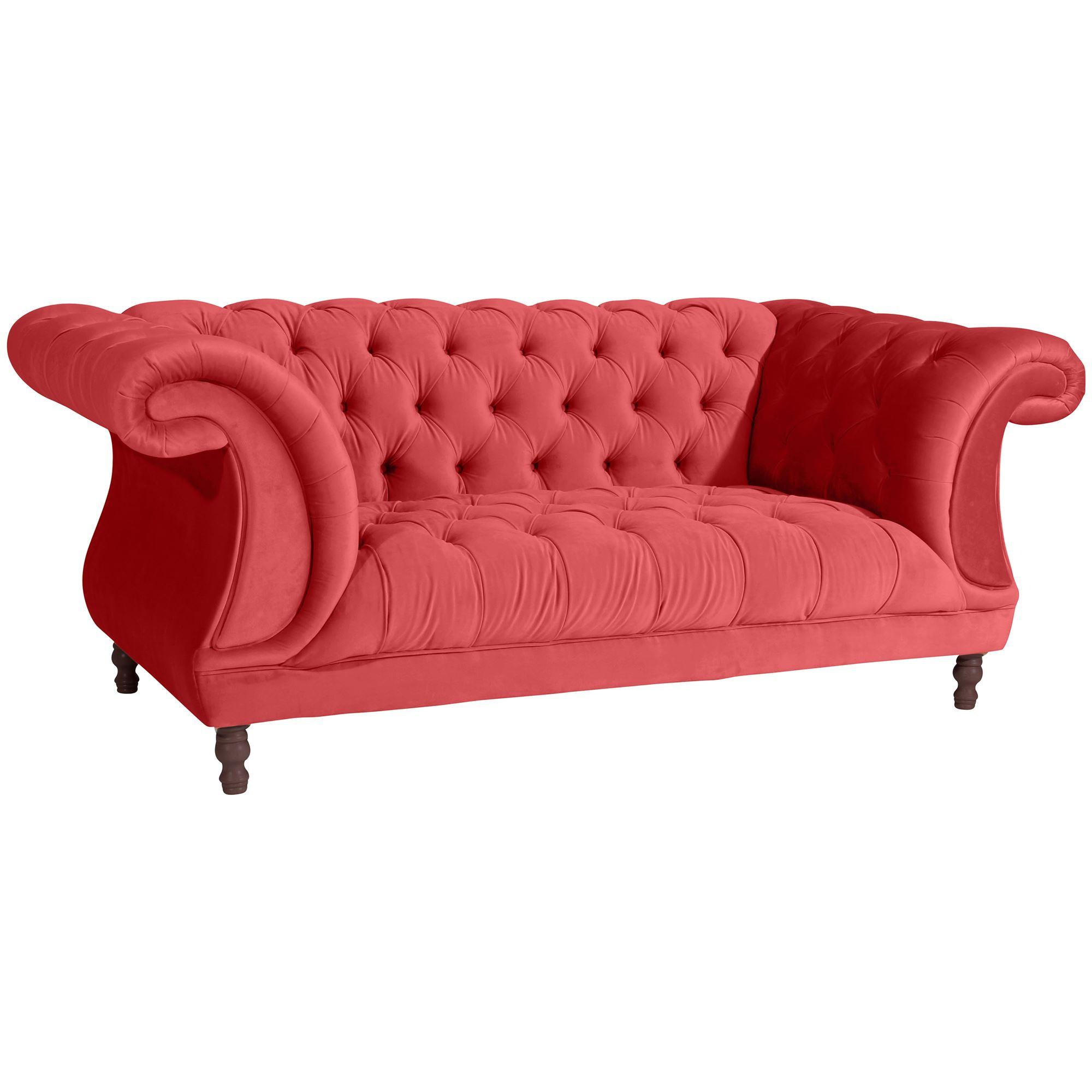 CHESTERFIELD Sofa 2-Sitzer Kaylin Samtvelours rot - Rot, Kunststoff (200/80/100cm) - 58aufmkessel