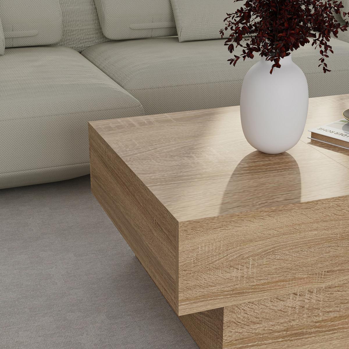 COUCHTISCH Lens 80/60/36 cm - Eichefarben, Holzwerkstoff (60/80/36cm) - [en.casa]