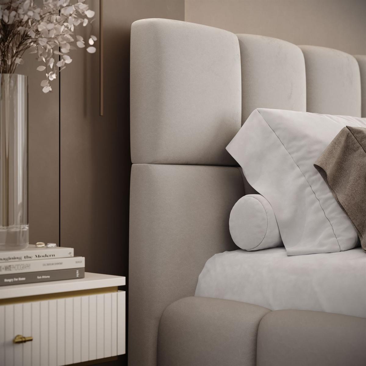 POLSTERBETT VENEZIA mit Bettkasten 120x200, Castel 04 - Ecru, Textil (120/200cm) - Lookway