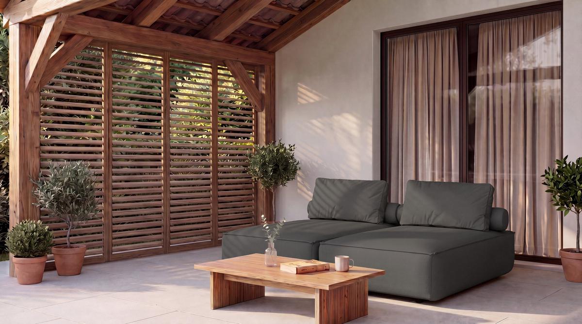 GARTENLIEGE Lorento 2er-Set Outdoor Polster-Doppellliege, Dunkelgrau Kunstleder 184/73/195 cm - Dunkelgrau, Textil (92/73/195cm) - WFL GROUP