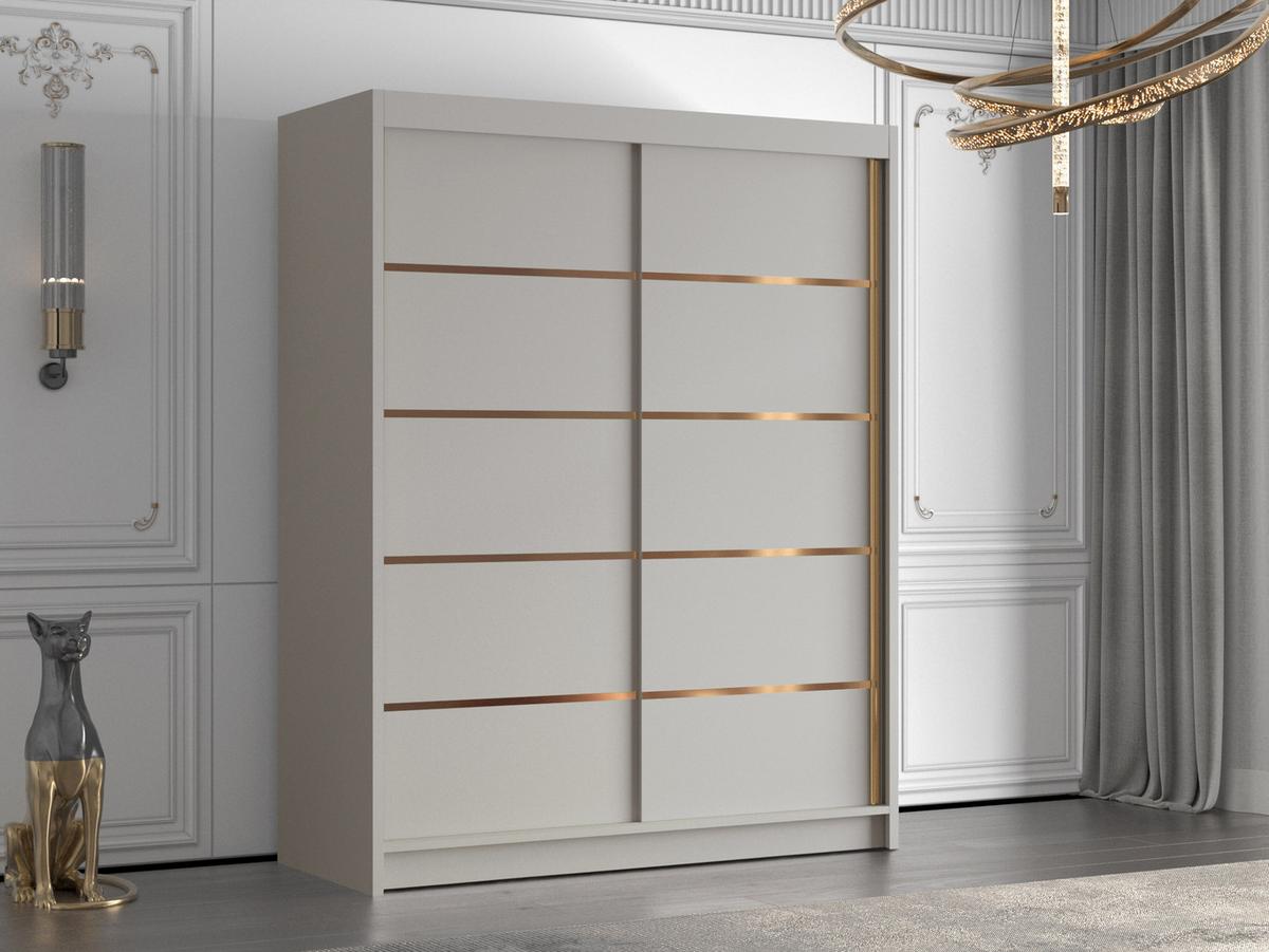 SCHIEBETÜRENSCHRANK Flavio IV - Goldfarben/Naturfarben, Holzwerkstoff/Metall (150/200/58cm) - MIRJAN24