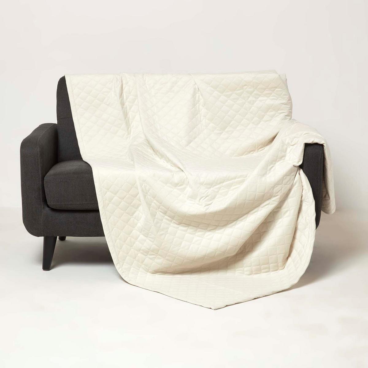 SAMT-WOHNDECKE 150/200 cm, gesteppt - Creme, Textil (150/200cm) - Homescapes