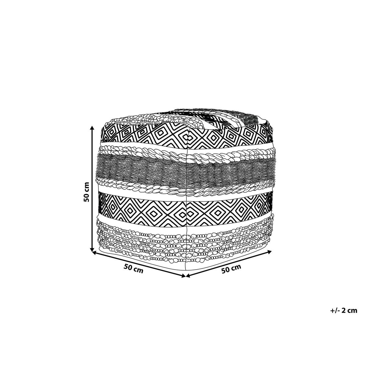 POUF Kanam 50/50/50 cm - Weiß, Naturmaterialien/Textil (50/50/50cm) - Beliani