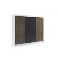 KLEIDERSCHRANK VILAN mit Lamel/LED - 250 cm - Weiß|Eiche Wotan - Eiche Wotan/Weiß, Holzwerkstoff (250/215/61cm) - ALTDECOR
