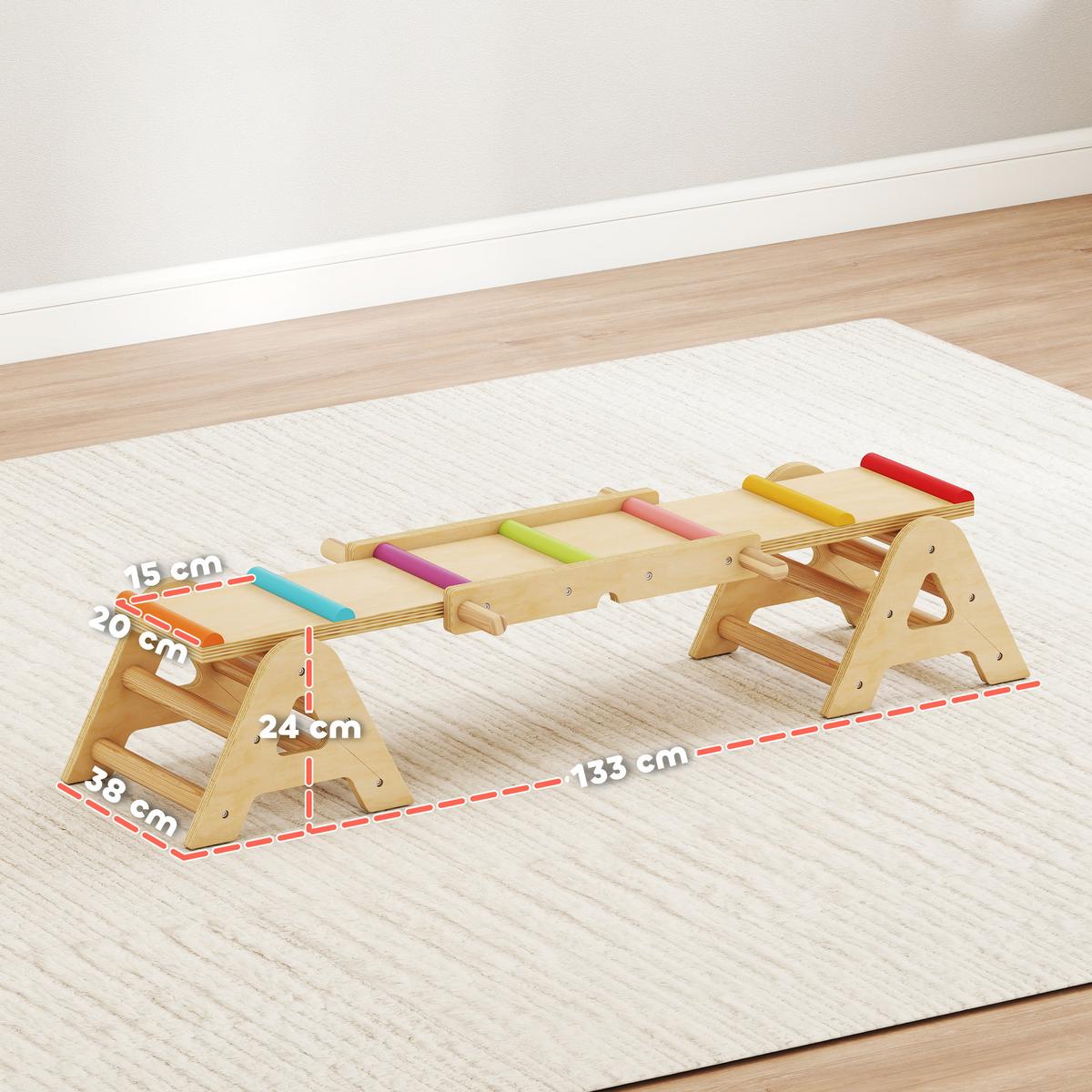 KINDERWIPPE Pappelholz Kiefernholz Mehrfarbig - Multicolor, Holz (38/133cm) - AIYAPLAY