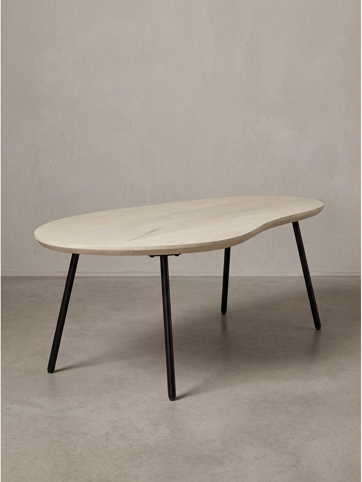 SOFATISCH CALABRIA, Mango Massivholz, in Nierenform, Weiß-Mango, 122 x 63 x 36 cm - Schwarz/Weiß, Holz/Metall (63/122/36cm) - KADIMA DESIGN