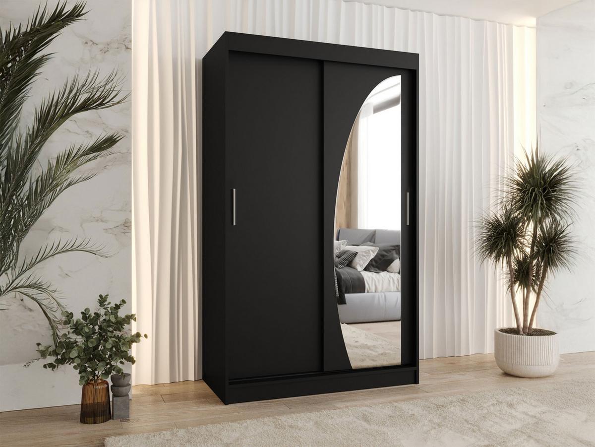 SCHWEBETÜRENSCHRANK Wika 120 cm - Silberfarben/Schwarz, Holzwerkstoff/Kunststoff (120/200/62cm) - MIRJAN24