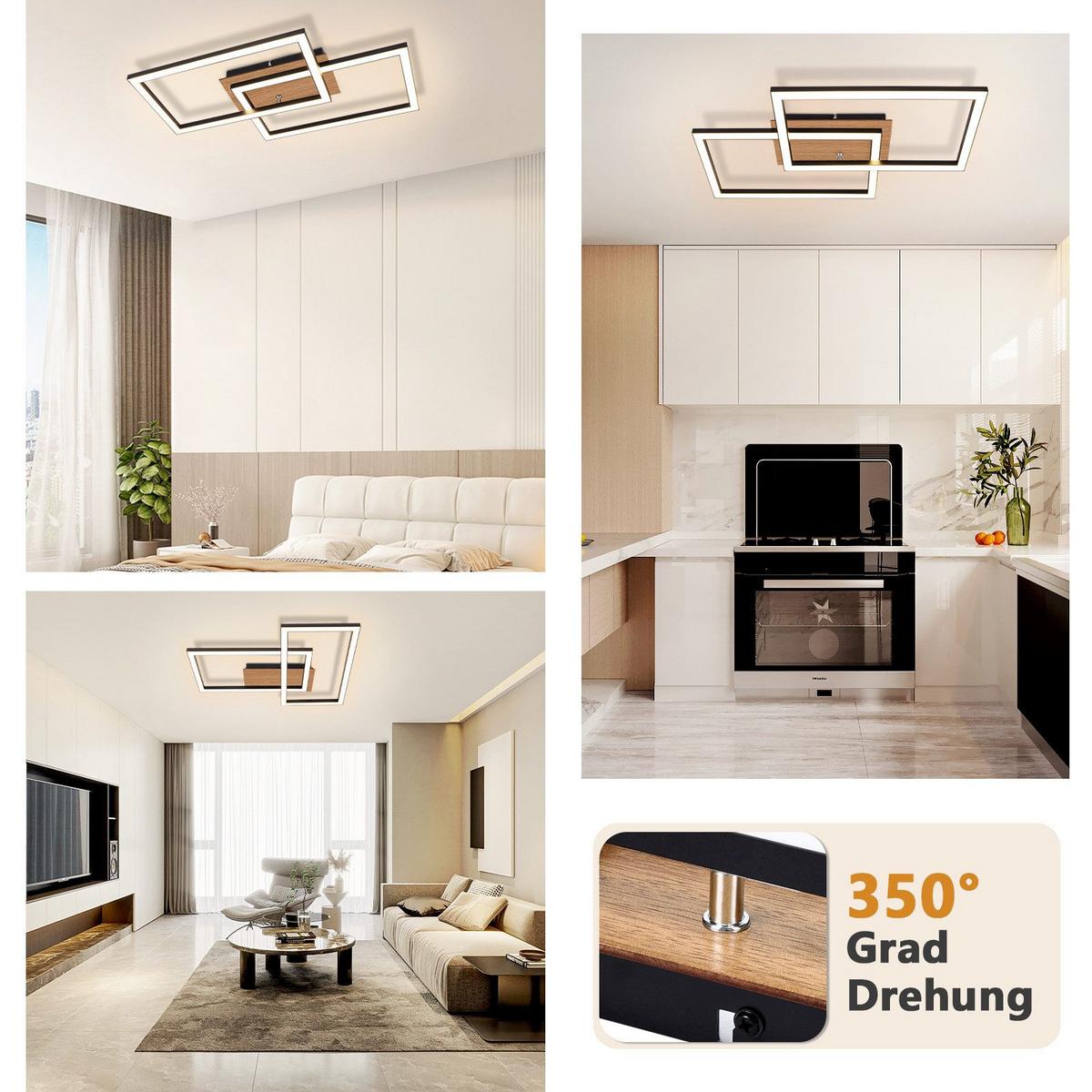 LED-DECKENLEUCHTE Gable 50/30/6.1 cm - Schwarz, Metall (50/30/6.1cm) - Nettlife