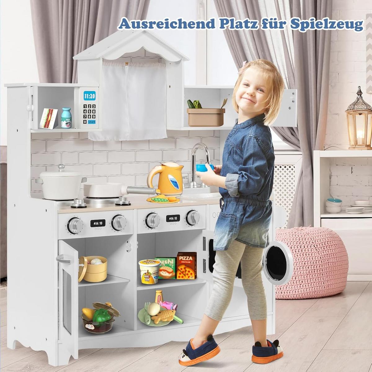KINDERKÜCHE Weiß - Weiß, Holz (78/93/29cm) - COSTWAY