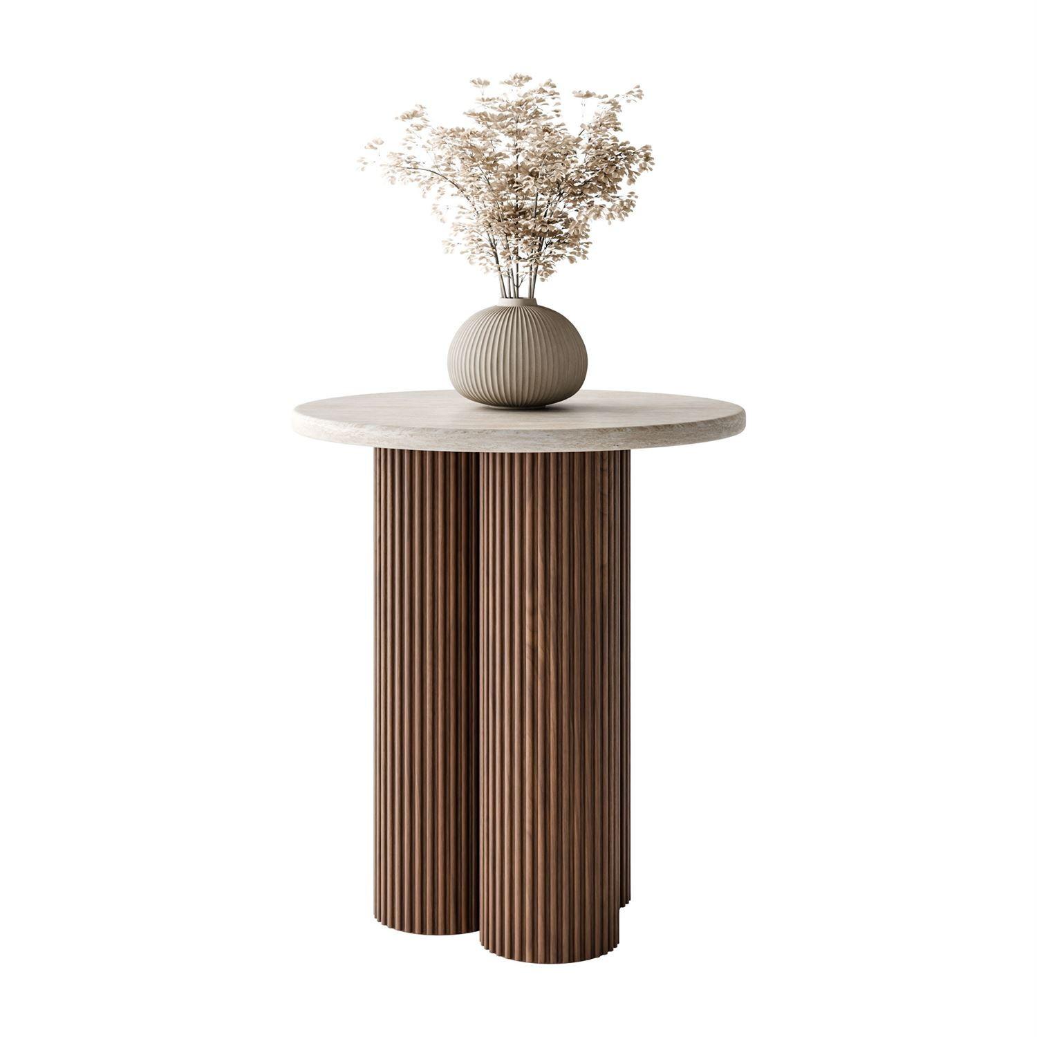 COUCHTISCH CANYON S mit gerilltem Sockel - Nussbaumfarben, Holzwerkstoff (50/50/56cm) - Lookway