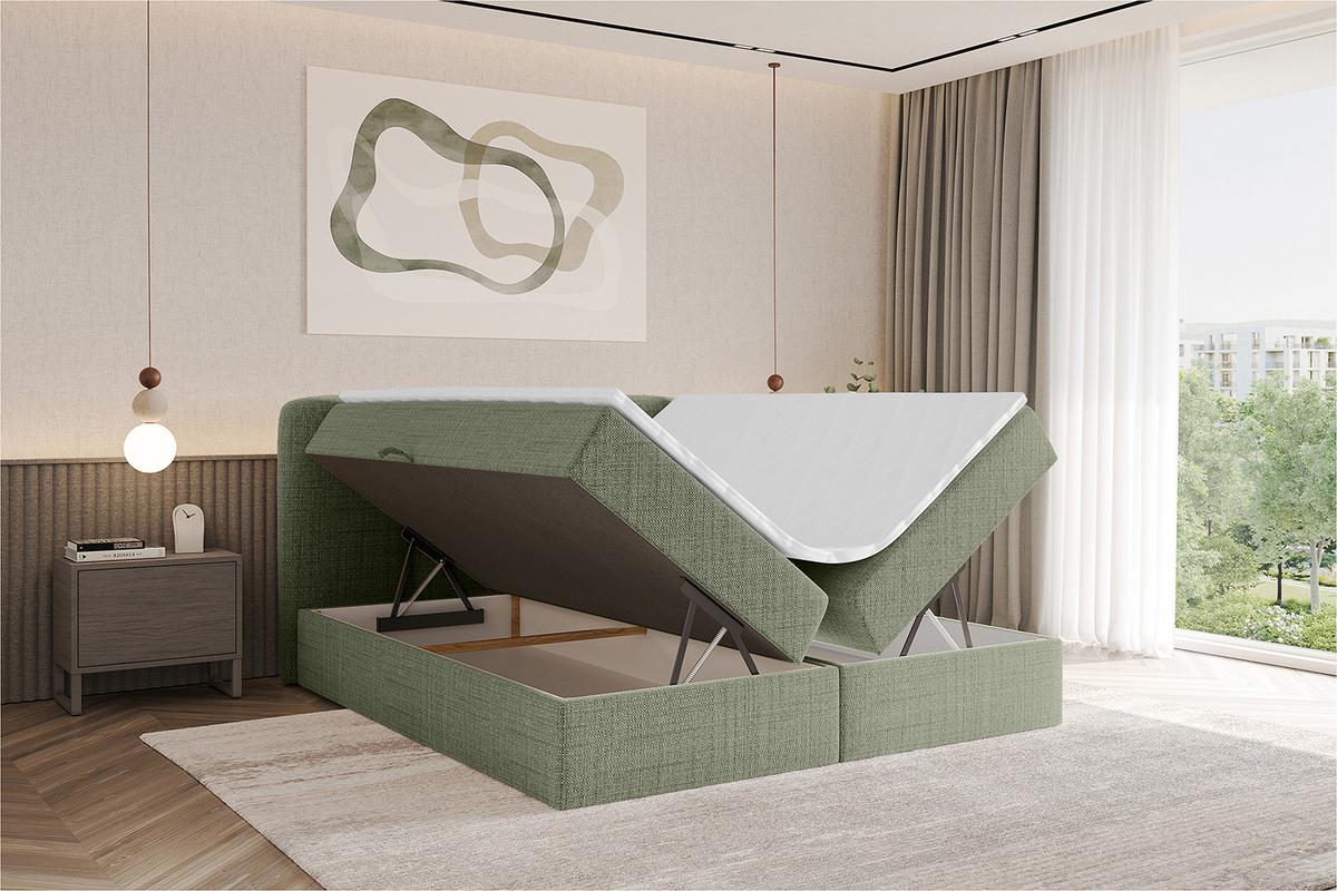 BOXBETT mit Matratze H4 - NINA - 180x200 cm - Grün - Grün, Holzwerkstoff (180/200cm) - ALTDECOR