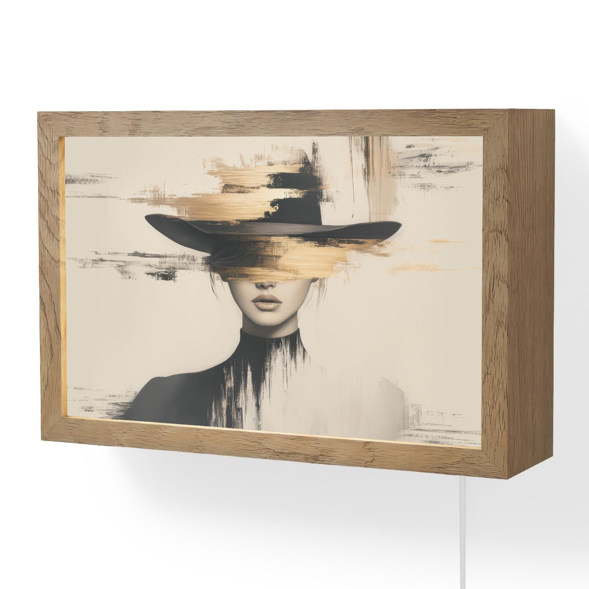 WANDLEUCHTE Frau - Hut - Farbe 30x20 cm - Creme, Holzwerkstoff (30/20/8cm) - OnlyWow