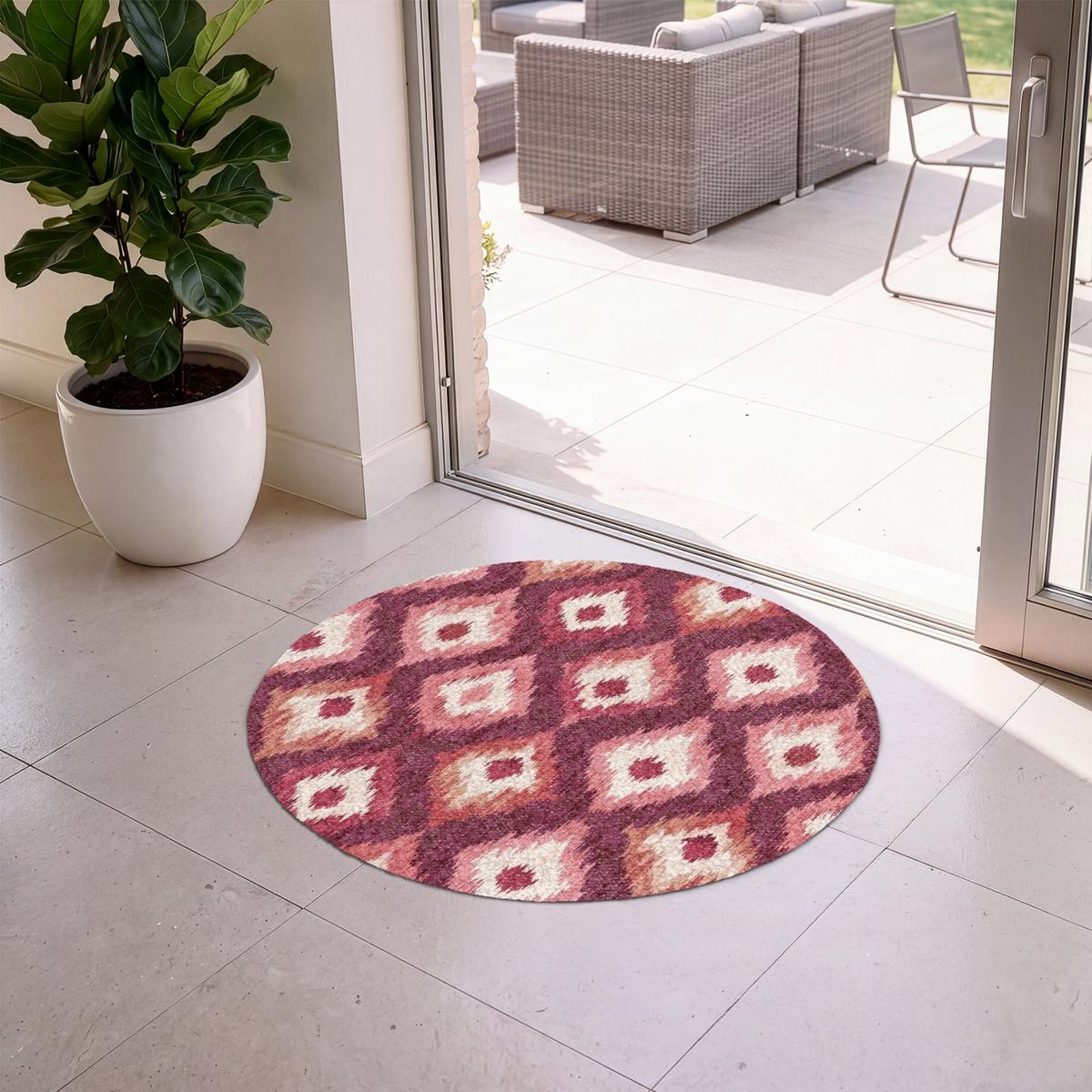 FUSSMATTE Diamantformen - Rosa - Muster - Textur Flurteppich 90x90 cm - Beere, Kunststoff (90/0.4cm) - MuchoWow