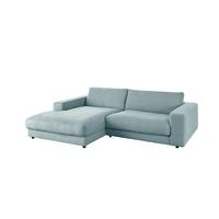 ECKSOFA MADELINE Hellblau Cord - Schwarz/Hellblau, Kunststoff/Textil (270/190cm) - KAWOLA