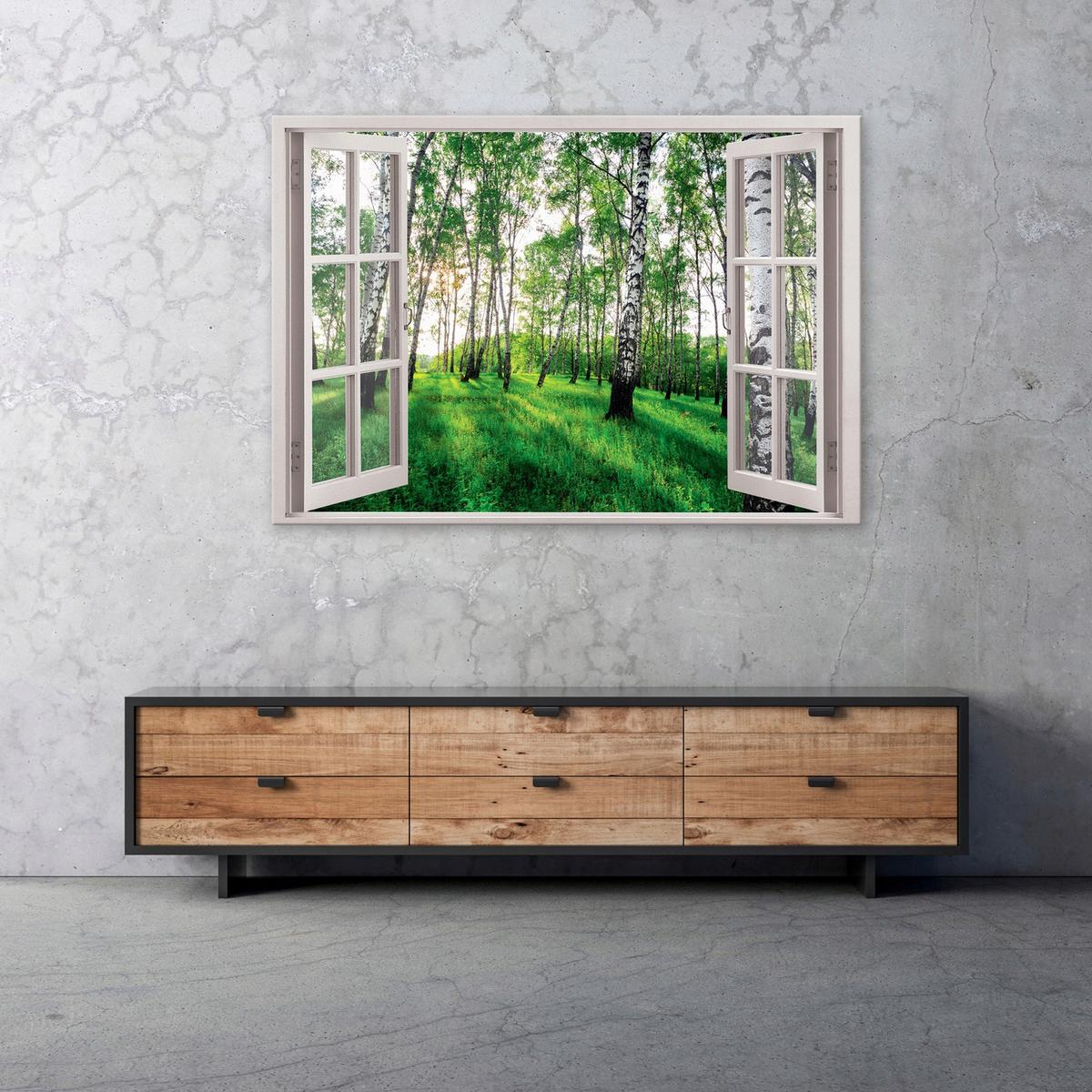 LEINWANDBILD Wald Natur Bilder Modern 100x70 - Multicolor, Holzwerkstoff (100/70cm) - Wallarena
