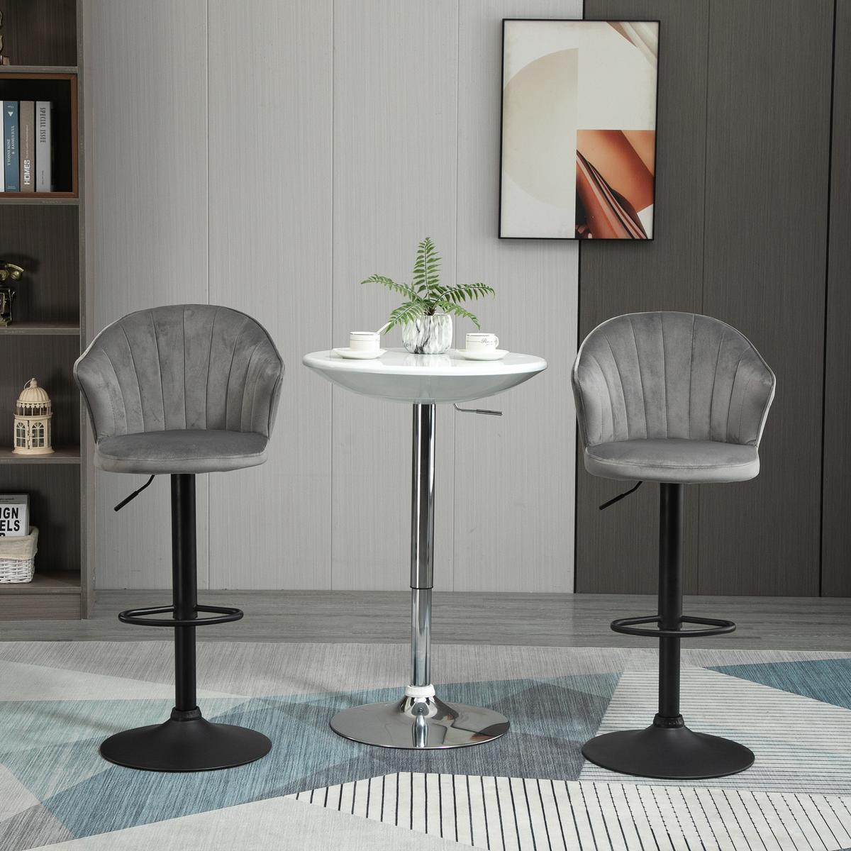 BARHOCKER, Schaumstoff, Stahl, Grau - Grau, Kunststoff (56/111/54cm) - HOMCOM
