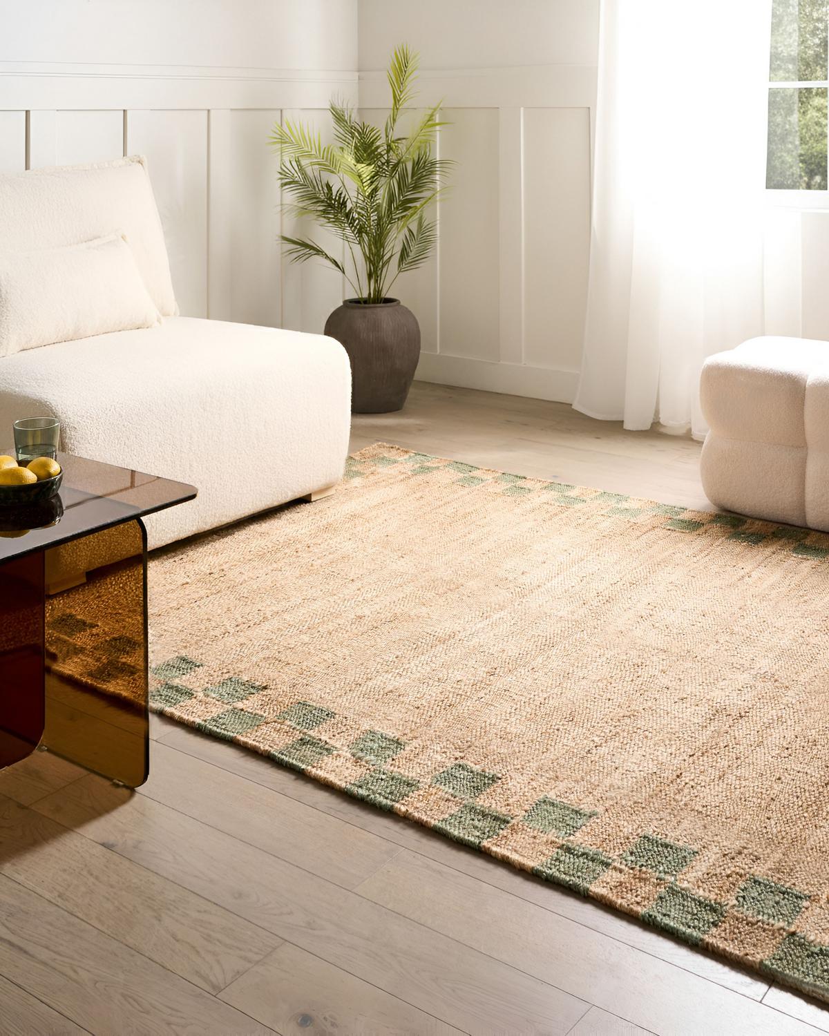 TEPPICH Beige/Grün 160/230 cm Jute Beed - Beige, Textil (160/230cm) - Beliani