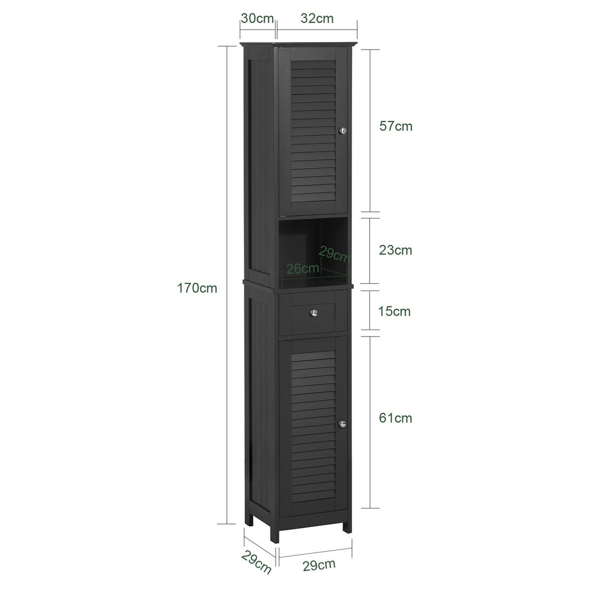 HOCHSCHRANK Dunkelgrau - Grau, Holzwerkstoff (32/170/30cm) - SoBuy