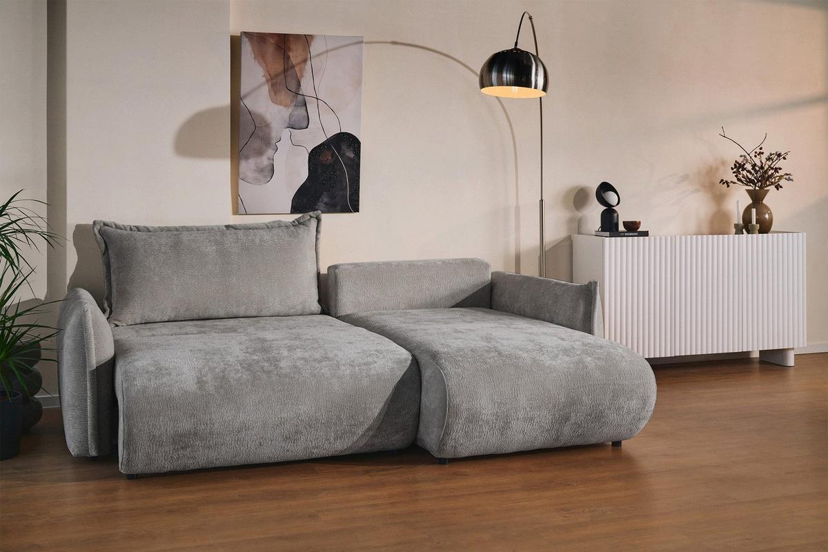 ECKSOFA Cushi Grau-Chenille - Schwarz/Grau, Kunststoff/Textil (183/252cm) - Selsey