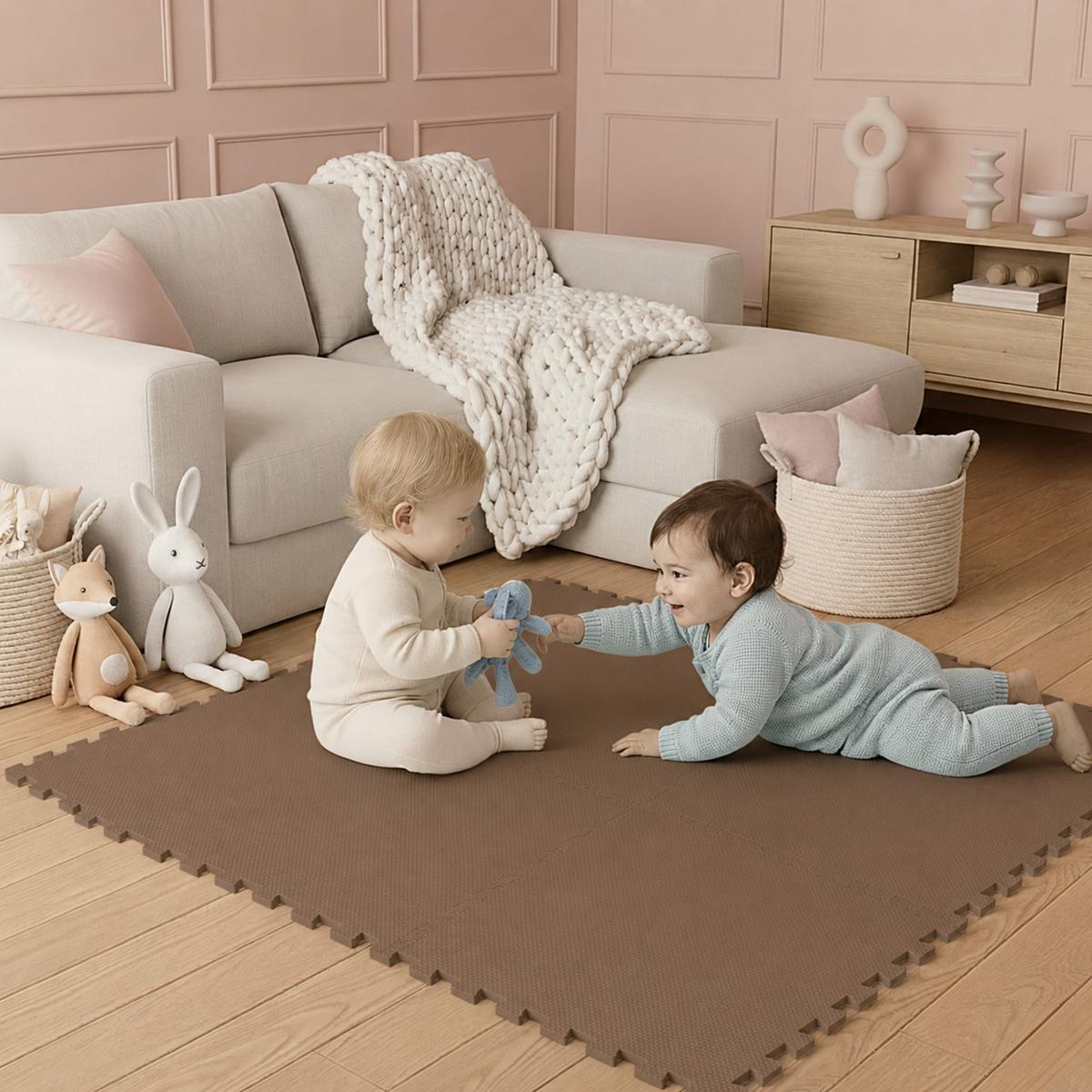 SPIELMATTE ab Null - 90/90/1 cm Puzzlematte Braun - Braun, Kunststoff (30/30cm) - Littletom