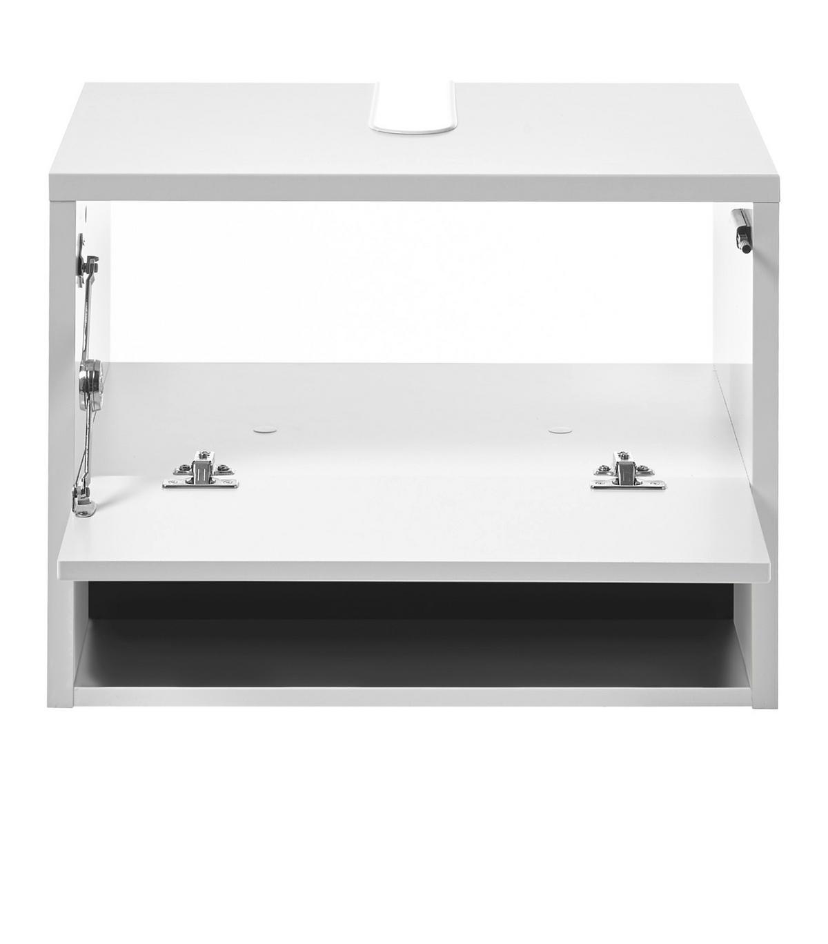 WASCHBECKENUNTERSCHRANK weiß Hochglanz, grau 60 cm, hängend - Weiß Hochglanz/Grau, Holzwerkstoff (60/44/46cm) - Furn.Design