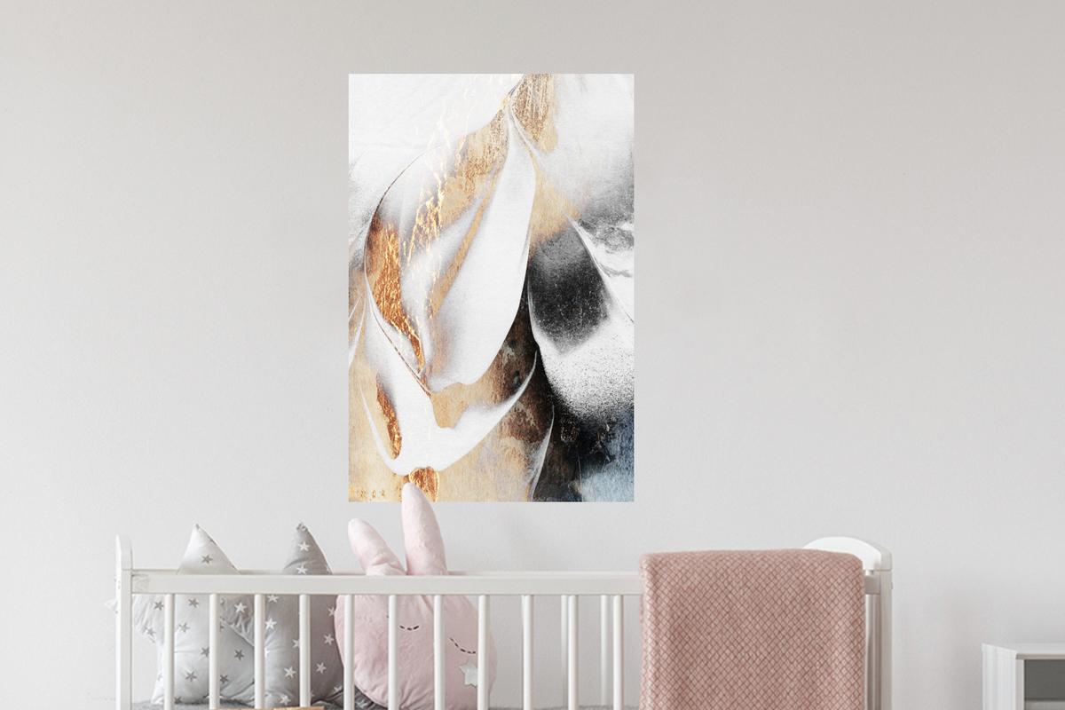 WANDTATTOO Luxus - Abstrakt - Gold - Weiß Wandbild 40x60 cm - Goldfarben, Kunststoff (40/60/0.1cm) - MuchoWow