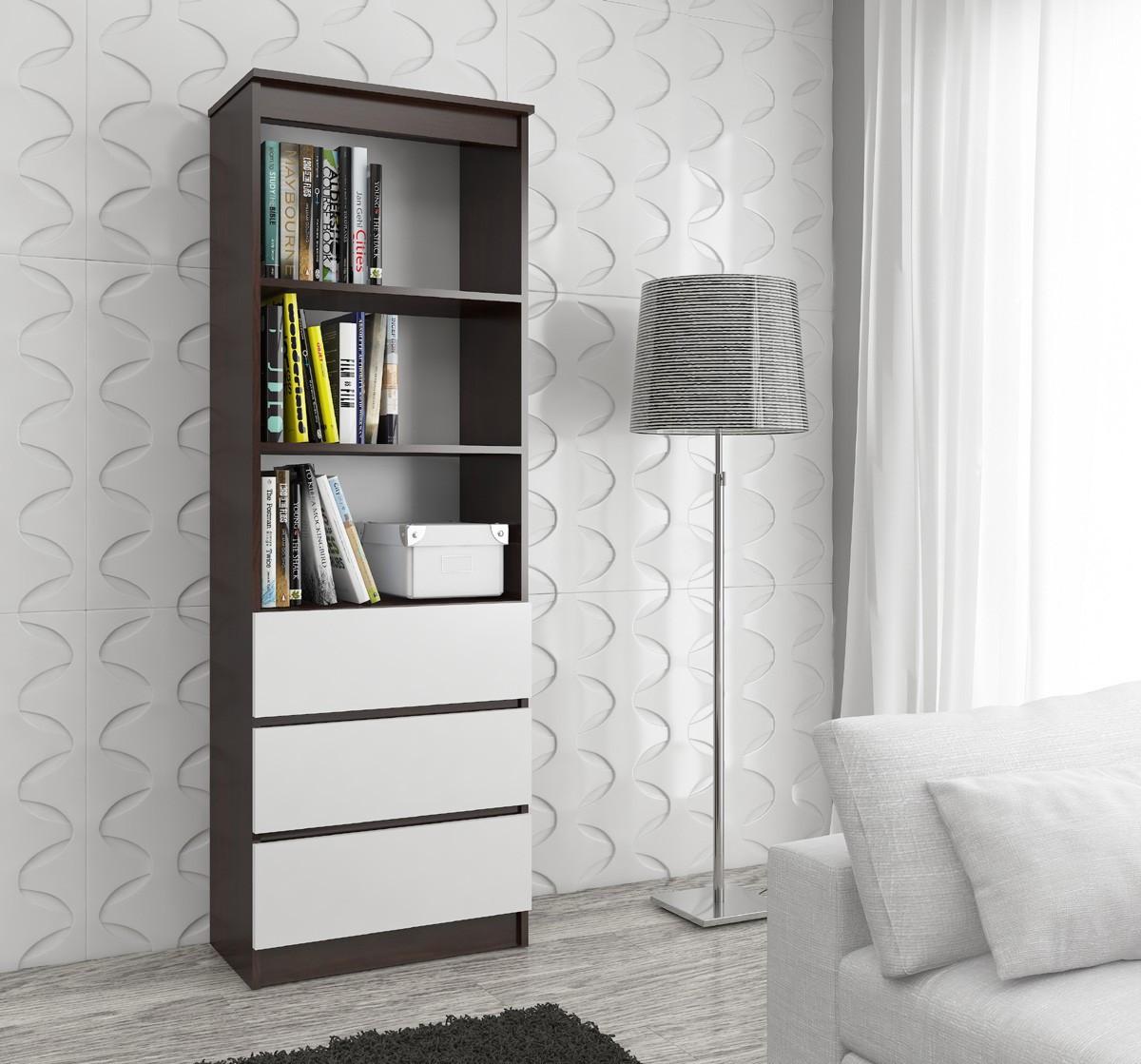 STANDREGAL Dunkelbraun, Weiß 180/60/35 - Dunkelbraun/Weiß, Holzwerkstoff (60/180/35cm) - RAUMHIRSCH FURNITURE