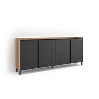 SIDEBOARD, Schwarz und Eiche, 207/35/91cm, mit Beinen - Schwarz, Holzwerkstoff (207/91/35cm) - Skraut Home