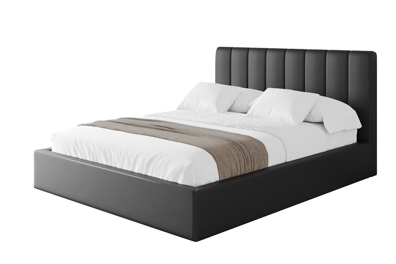 POLSTERBETT mit Bettkasten und Lattenrost, Boxbett ohne Matratze - STERA 140x200 Schwarz Kunstleder - Schwarz Hochglanz, Holzwerkstoff/Textil (140/200cm) - ALTDECOR