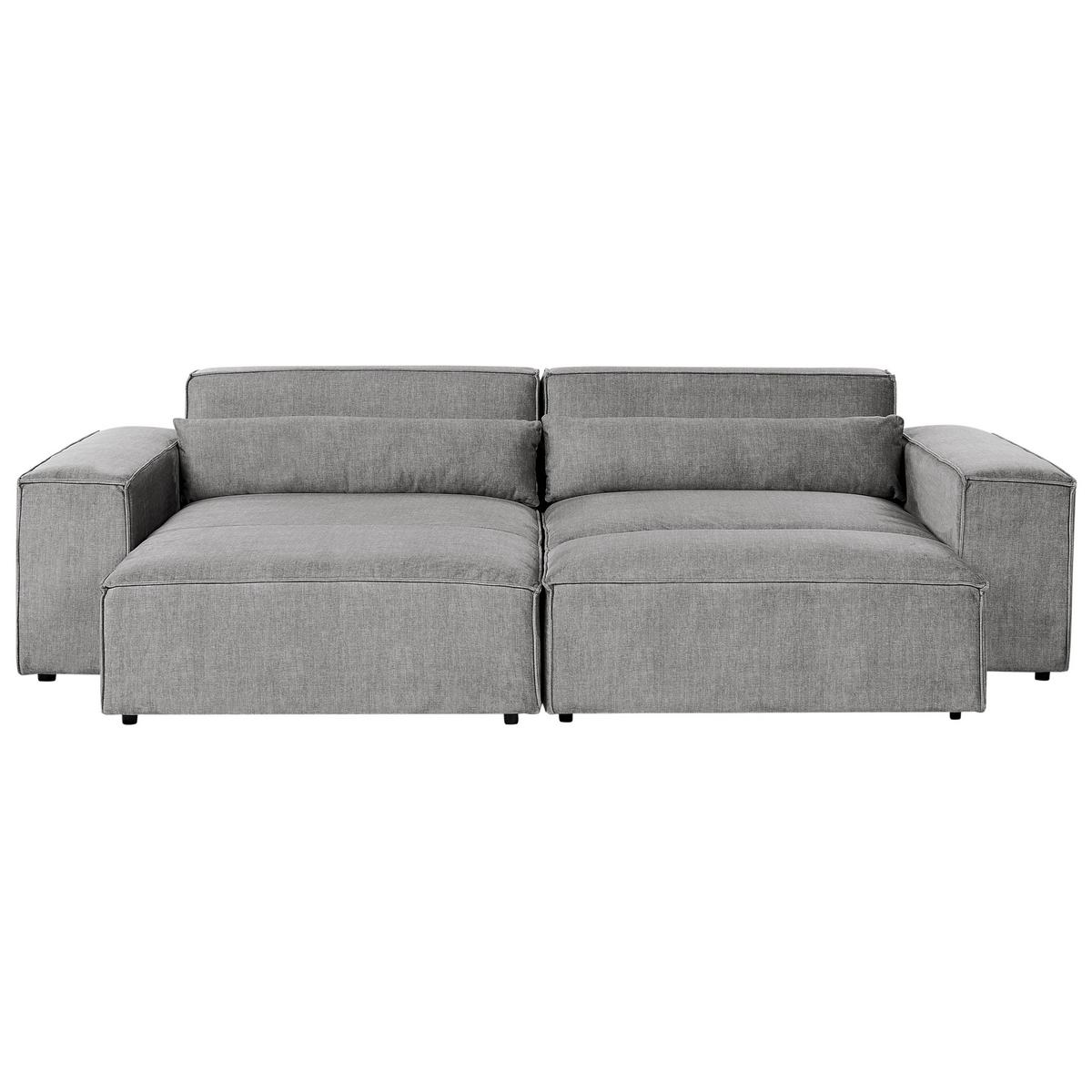ECKSOFA Modul 3-Sitzer rechtsseitig Grau Stoff mit Ottomane Hellnar - Grau, Textil (262/176cm) - Beliani