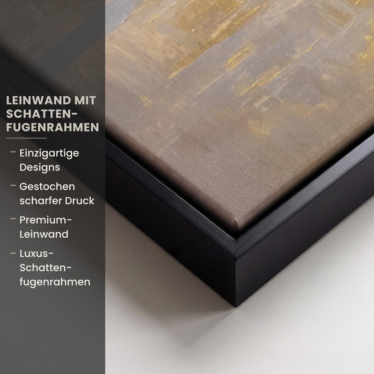 LEINWAND Bilder mit Rahmen - Gemälde - Welle - Jesus - Abstrakt - 50x50 - Goldfarben, Textil (50/50cm) - MuchoWow