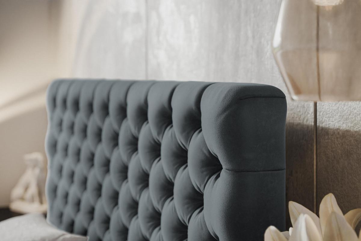 BETT 90x200 - Polsterbett mit Bettkasten und Holzrahmen - Elegant Betten - Weicher Jasminstoff - Kollektion Miami, Dunkelgrau - Dunkelgrau, Holz/Textil (90/200cm) - Alpi-Möbel
