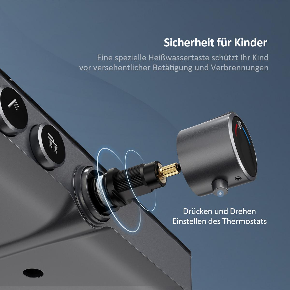 ÜBERKOPFBRAUSESET mit Drei Wasserauslassmethoden Thermostat mit Ablage Anthrazit 114,6/45/48 cm - Anthrazit, Metall (44.5/127/45cm) - EMKE