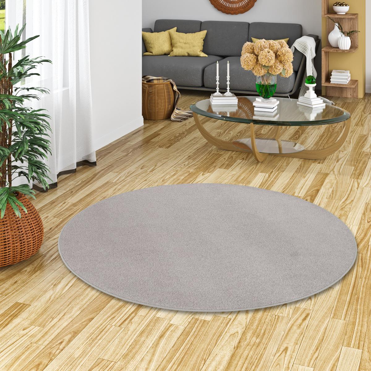 TREND VELOURS TEPPICH JOY RUND - Hellgrau, Textil (100/100cm) - Snapstyle