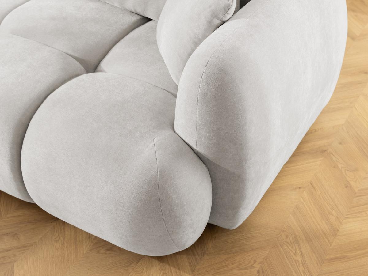 ECKSOFA Loretto aus natürlichem Creme Webstoff mit Schlaffunktion, Bettkasten und tiefen Steppungen in Bubble-Optik - Creme/Schwarz, Holz/Kunststoff (180/275cm) - S-Style