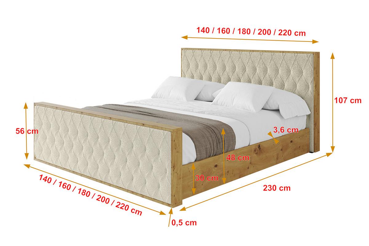 POLSTERBETT mit Bettkasten, Fußteil und Lattenrost, Boxbett ohne Matratze - ENZO5-Z 200x200 Beige - Taupe, Holzwerkstoff/Textil (200/200cm) - ALTDECOR