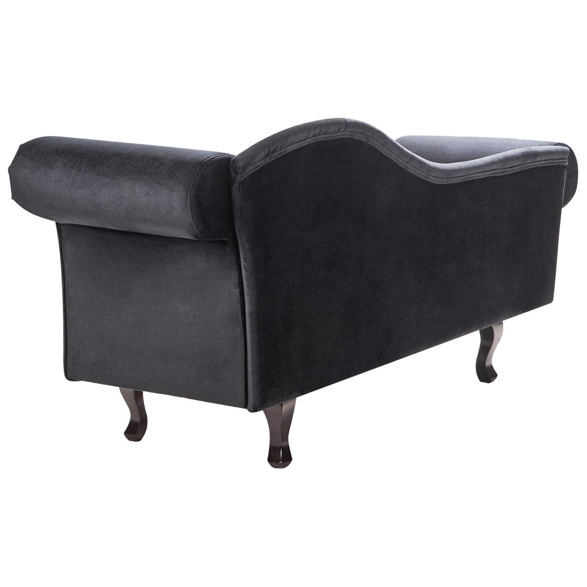 CHAISELONGUE-RECHTSSEITIGE Samtstoff Schwarz mit Kissen Lattes Ii - Schwarz/Braun, Textil (192/81/59cm) - Beliani