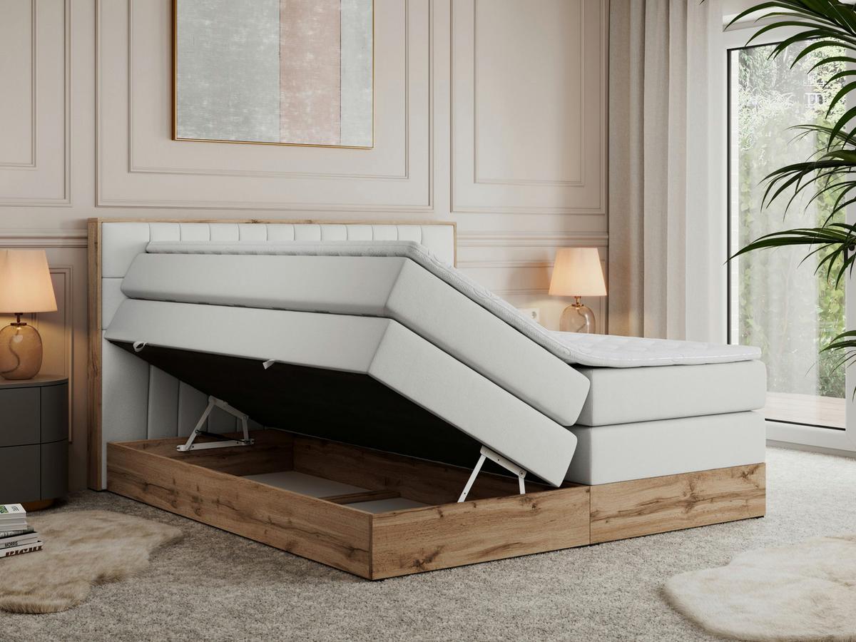 BOXSPRINGBETT AMORE KING 160/200 Weiß Kunstleder - H4 - Weiß, Holz/Textil (160/200cm) - MKS