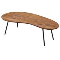 COUCHTISCH Retro-Stil mit Nierenform, Massivholz, Metallbeine, pflegeleichte Tischplatte, Braun 122x63x36 cm - Schwarz/Braun, Holz/Metall (63/122/36cm) - KADIMA DESIGN