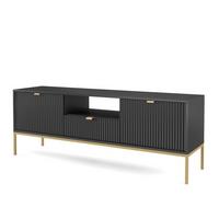 LOWBOARD STELLARE 154x39x56 cm mit 1 Schubladen und 2 Türen Schwarz - Goldfarben/Schwarz, Holzwerkstoff (154/56/39cm) - MASSENO